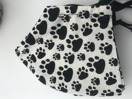 White With Black Paws with Black With White Paws on Reverse - Reversible Limited Edition Face Mask image 3
